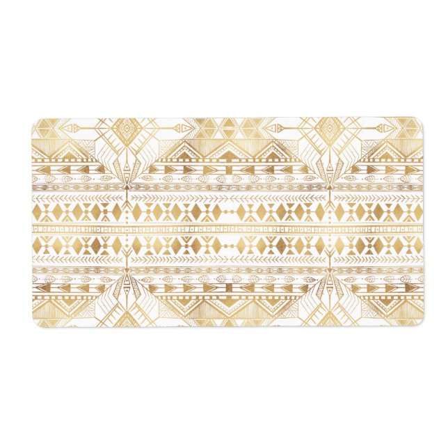 Étiquette Motif Aztèque tribal géométrique or tendance (Devant)