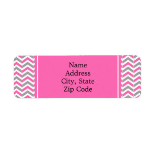 Étiquette Motif chaud rose et gris Chevron
