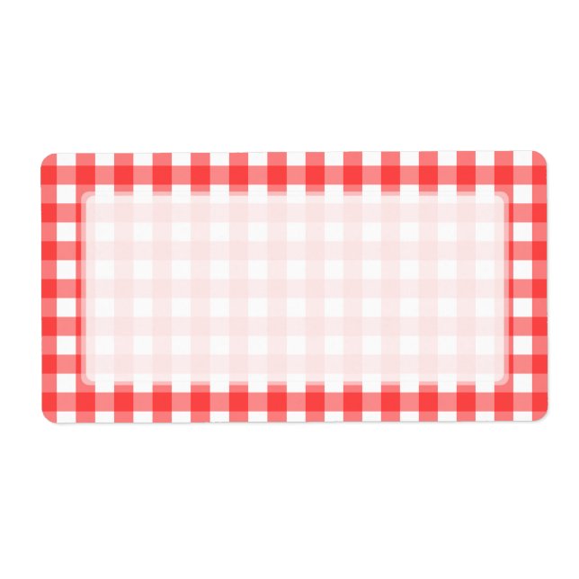 Étiquette Motif chèque En vichy blanc rouge (Devant)