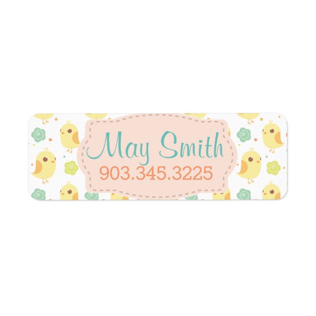 Étiquette Motif chicks et fleurs mignons (Devant)