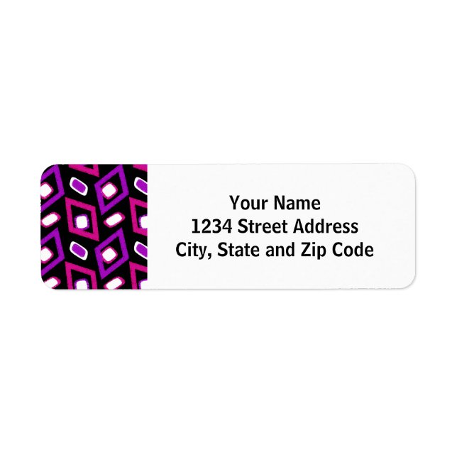 Étiquette Motif circulaire moderne noir blanc et violet (Devant)