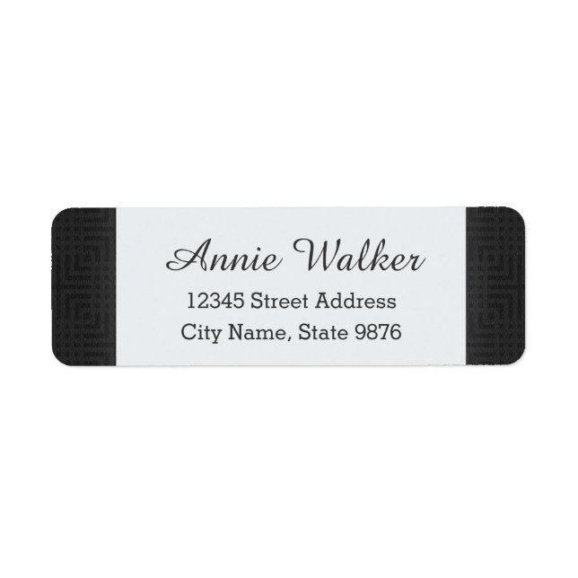 Étiquette Motif classique -noir et blanc- personnalisé (Devant)