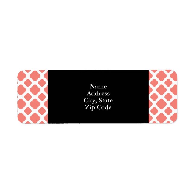 Étiquette Motif Coral Rose Quatrefoil (Devant)