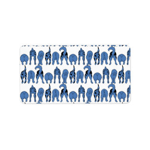 Étiquette Motif Culs de Chien Bleu