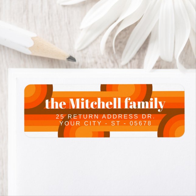 Étiquette Motif d'art des vagues Abstraites rétro personnali (En situation)