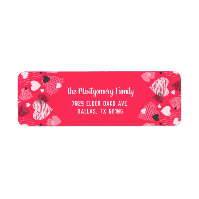 Étiquette Motif de coeur rose personnalisé Valentine (Devant)