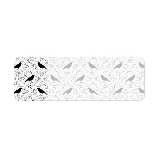 Étiquette Motif de corbeau noir et blanc. (Devant)