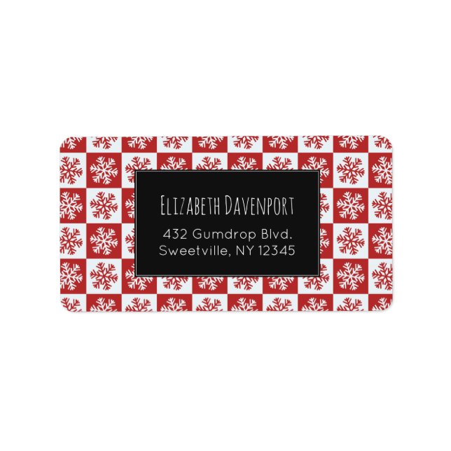 Étiquette Motif de flocon de neige rouge et blanc (Devant)