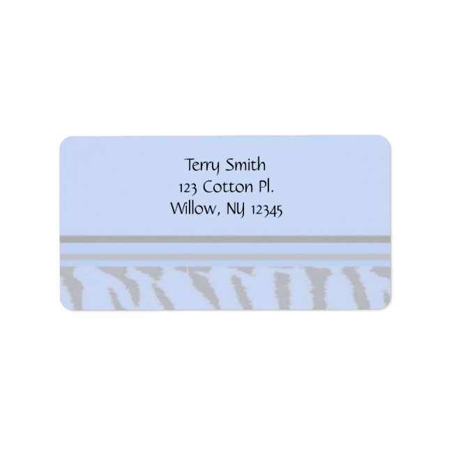 Étiquette Motif de fourrure d'animal bleu (Devant)