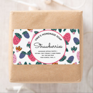Étiquette Motif de fraises d'entreprise à savon maison