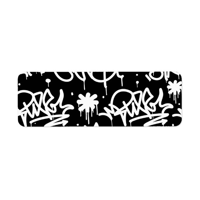 Étiquette Motif de graffitis noir et blanc (Devant)