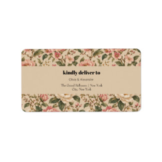 Étiquette Motif de jardin de pivoine et de rose romantique v