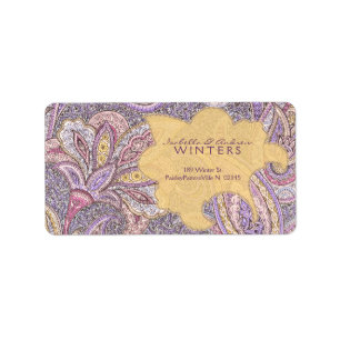 Étiquette Motif de Paisley et de fleur