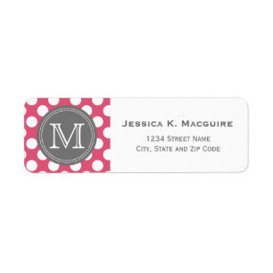 Étiquette Motif de point Polka blanc rose monogramme