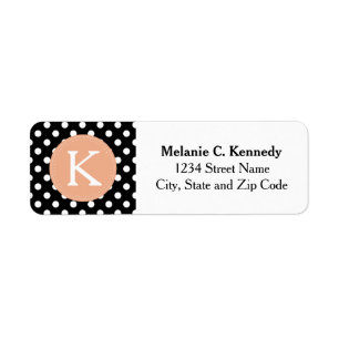 Étiquette Motif de point Polka noir blanc monogramme