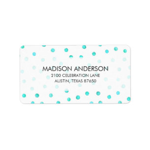 Étiquette Motif de points blanc bleu turquoise de confettis