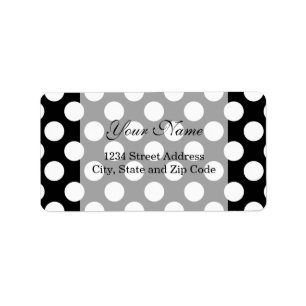 Étiquette Motif de pois noir et blanc élégant