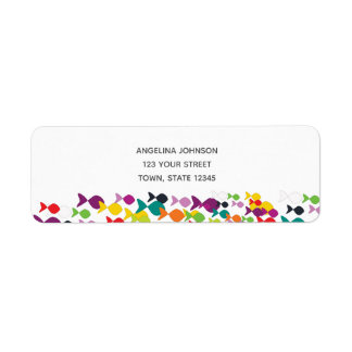 Étiquette Motif de poisson de mer coloré brillant fête d'été