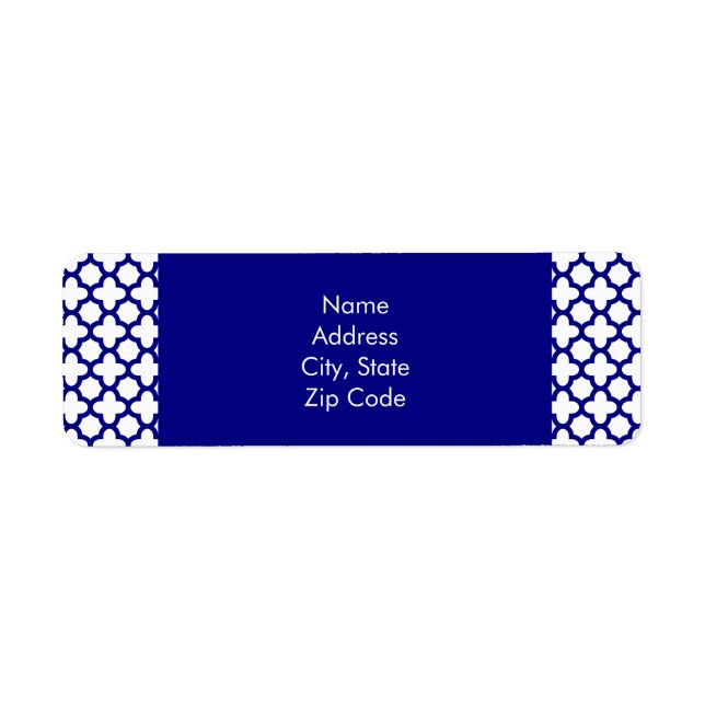 Étiquette Motif de Quatrefoil bleu marine (Devant)