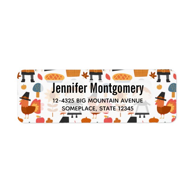 Étiquette Motif de récolte de pèlerins d'action de grâce (Devant)