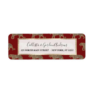 Étiquette Motif de tigre de Parties scintillant rouge noir f
