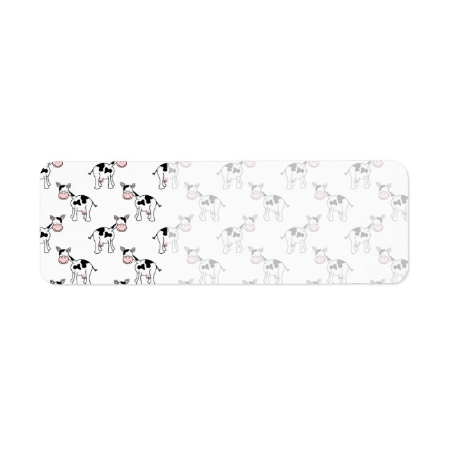 Étiquette Motif de vache noir et blanc. (Devant)