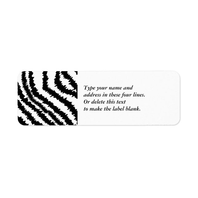 Étiquette Motif d'impression Black Zebra. (Devant)