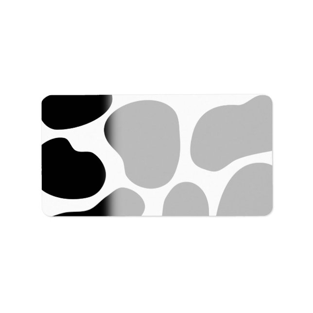 Étiquette Motif d'impression de vache noire et blanche. (Devant)