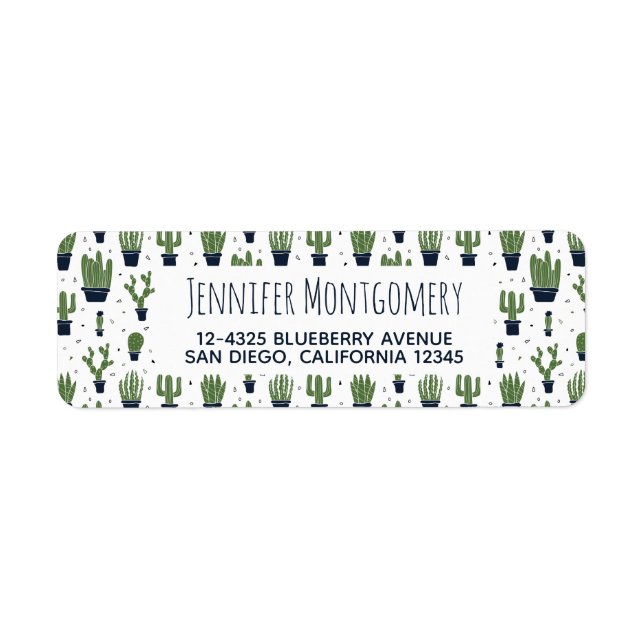 Étiquette Motif du désert de cactus foncé rustique (Devant)