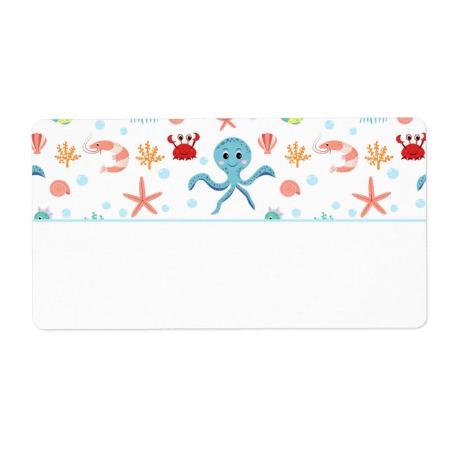 Étiquette Motif du monde marin (Devant)