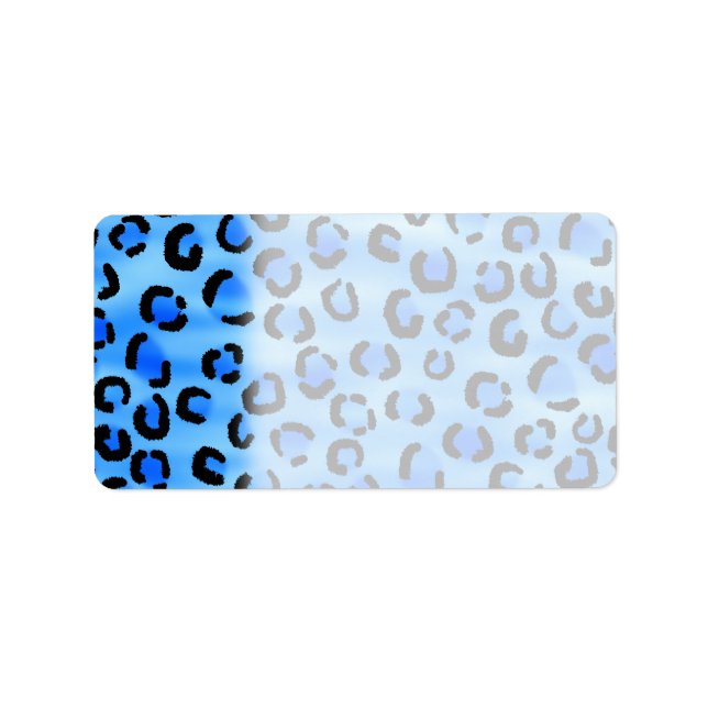 Étiquette Motif Empreinte de léopard bleu. (Devant)