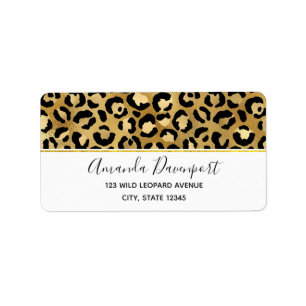 Étiquette Motif Empreinte de léopard en or et noir