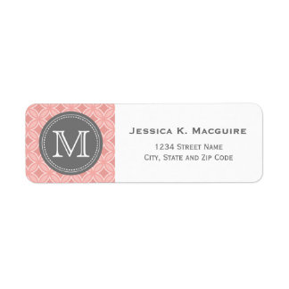 Étiquette Motif en cercle rose gris monogramme