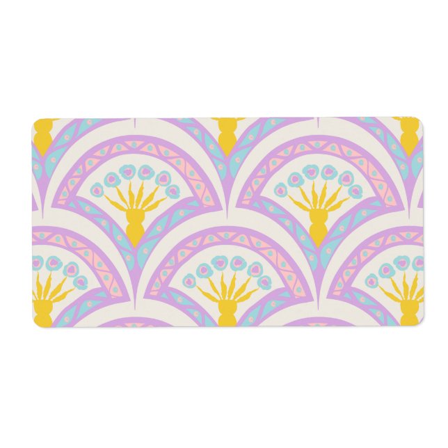 Étiquette Motif en coquille de couleur pastel (Devant)