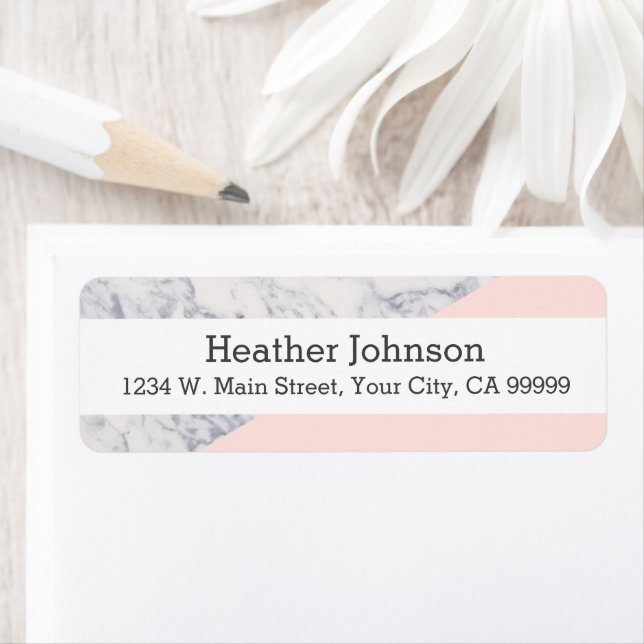 Étiquette Motif en marbre rose (En situation)