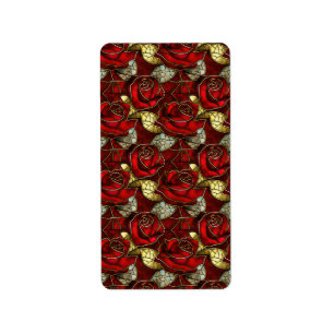 Étiquette Motif en verre rose rouge