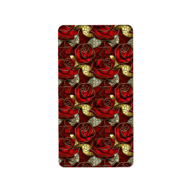 Étiquette Motif en verre rose rouge (Devant)