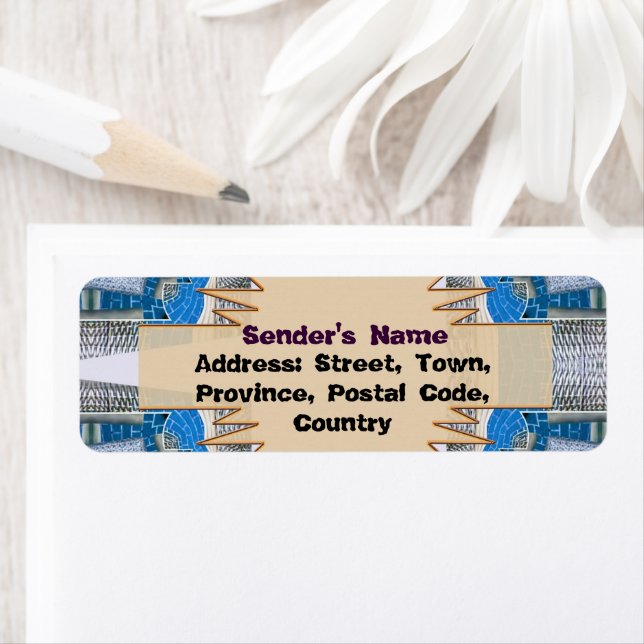 Étiquette Motif et texte fractionné psychédélique (En situation)