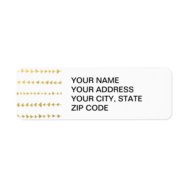 Étiquette Motif Faux Gold Foil White Flèches (Devant)