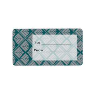 Étiquette Motif feuille carré Turquoise neutre