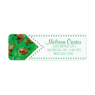 Étiquette Motif Feuille Red Panda & Bamboo