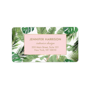 Étiquette Motif Feuille tropical aquarelle
