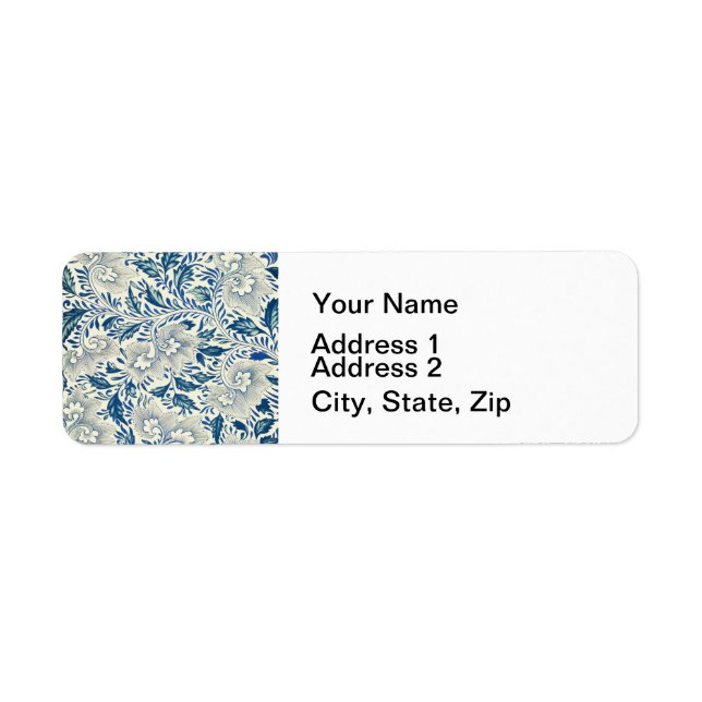 Étiquette Motif Floral bleu Antique Design asiatique (Devant)
