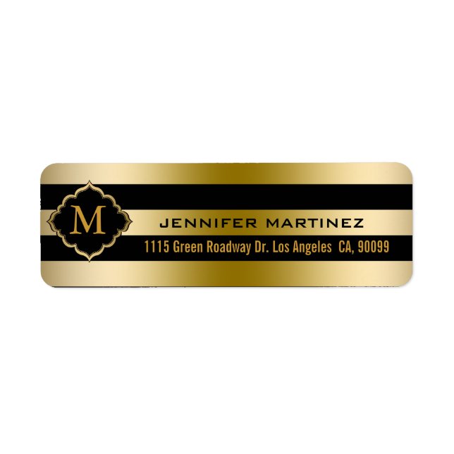 Étiquette Motif géométrique des bandes d'or monogrammes (Devant)