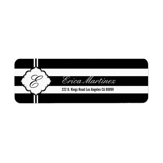 Étiquette Motif géométrique des bandes noires et blanches (Devant)