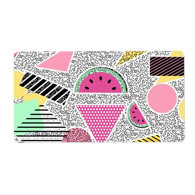 Étiquette Motif géométrique moderne Memphis motifs inspiré (Devant)