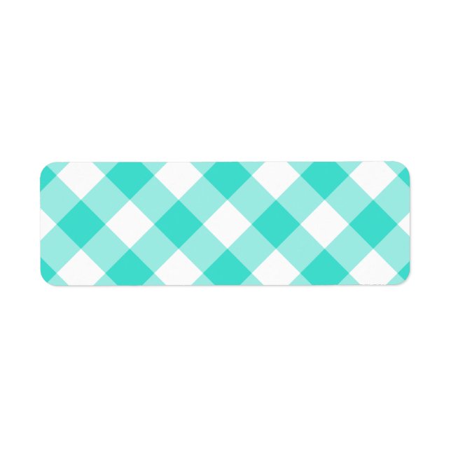 Étiquette Motif Gingham Turquoise (Devant)