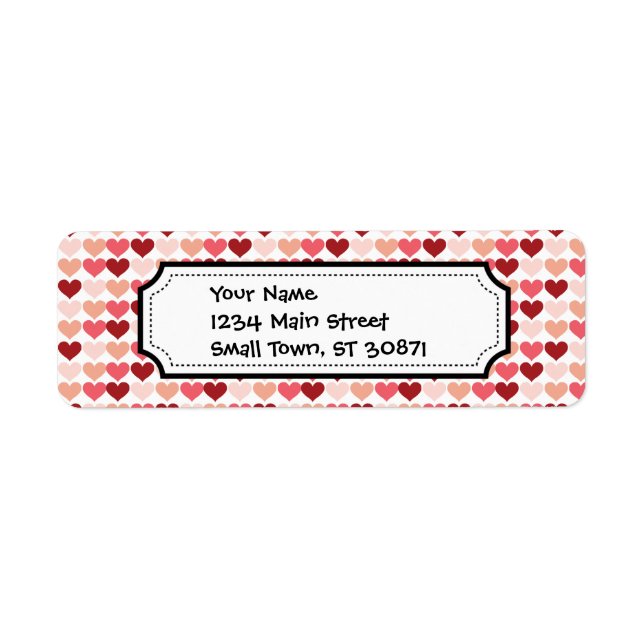 Étiquette motif Heureuse Sainte-Valentin Red Pink Hearts (Devant)
