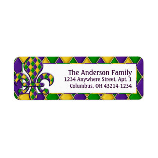 Étiquette Motif Mardi Gras Fleur Arlequin
