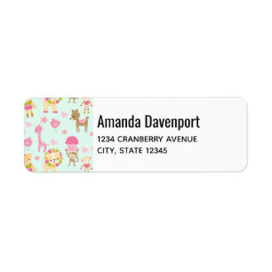 Étiquette Motif mignon avec Animaux et Jouets heureux